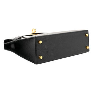 Hermes Epsom Mini Kelly Sellier 20 Noir With Gold Hardware