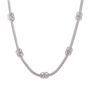 Chanel Silver Metal CC Short Chain Necklace