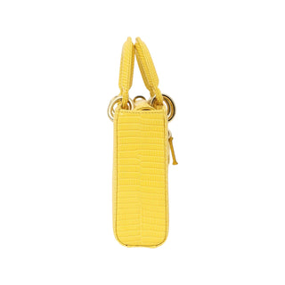 Christian Dior Yellow Lizard Medium D-Joy Bag With Strap