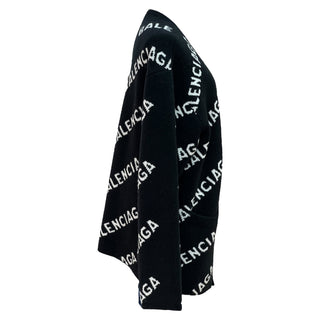 Balenciaga Black & White Logo Knit Cardigan
