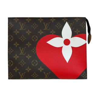Louis Vuitton Brown Monogram Canvas Embellished Game On Heart Poche Toilette Bag