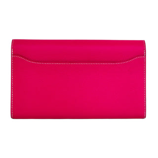 Hermes Rose Extreme Epsom Constance Wallet With Palladium Hardware