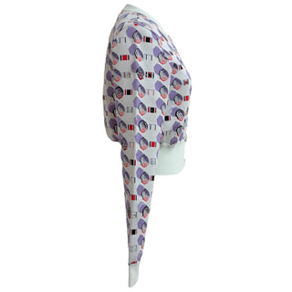 Chanel White & Lilac Beach Series Knit Cardigan