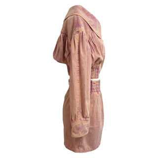 Miu Miu Pink Washed Denim Cropped Jacket & Skirt Set