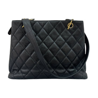 Chanel Black Caviar Quilted Leather Turn-Lock Front Pocket Shoulder Bag With Gold Hardware