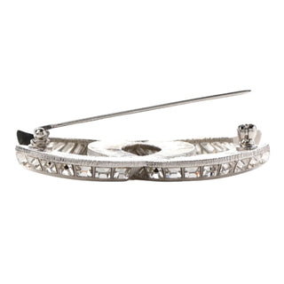 Chanel Silver Baguette Crystal CC Brooch
