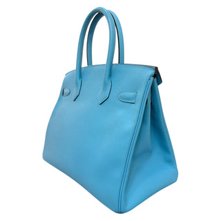 Hermes Birkin 30 Blue Jean Epsom Leather With Palladium Hardware