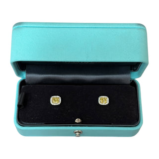 Tiffany & Co Soleste Yellow Diamond Halo Stud Earrings