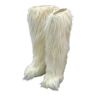 Chanel Ivory Long-Hair Shearling Knee-High Boots