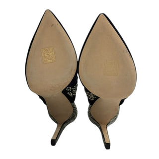 Jimmy Choo Navy Velvet Crystal-Embellished Mule Heels