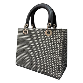 Christian Dior Houndstooth Patch Embellished Medium Lady Dior Bag