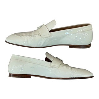 Chanel Cream Patent Leather CC Loafers