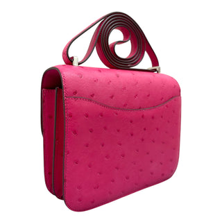 Hermès Constance 18 Rose Tyrien Ostrich Leather With Palladium Hardware