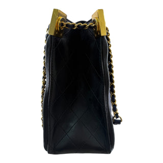 Chanel Navy And Black Quilted Lambskin Tote