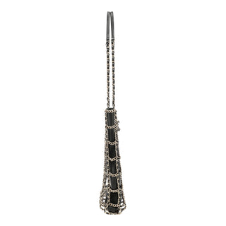 Chanel Black Leather Chain-Embellished Tote Bag
