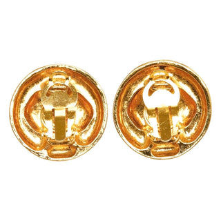 Chanel Vintage Round Diamond Rhinestone Clip-On Earrings