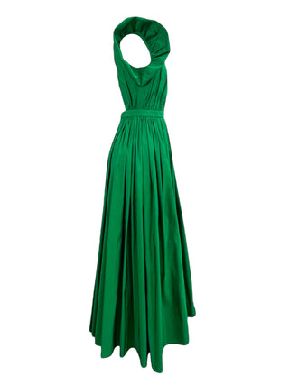 Alexander McQueen 2023 Kelly Green Open Back Puff Sleeve Dress