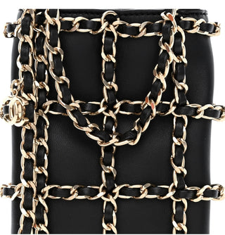 Chanel Black Lambskin Tech Me Out With Crossbody Chain Clutch