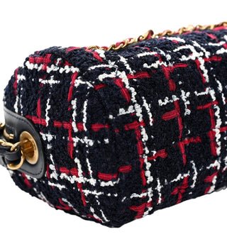 Chanel Navy Multicolour Tweed Calfskin Signe Bowling Bag
