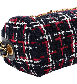 Chanel Navy Multicolour Tweed Calfskin Signe Bowling Bag