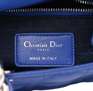 Christian Dior Blue Lambskin Quilted Mini Lady Dior Bag