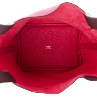 Hermès Rose Shocking Taurillon Clemence Picotin 18 PM With PHW