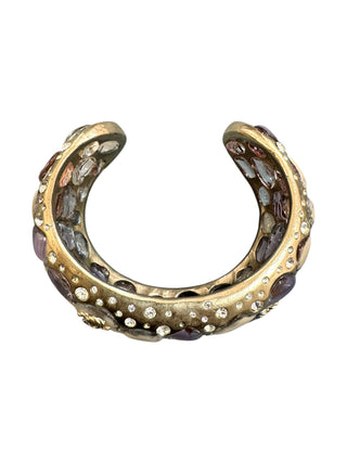 Chanel Lavender & Ivory Cabochon Crystal Cuff Bracelet and Ring Set