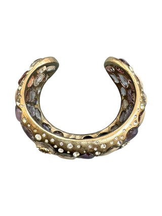 Chanel Lavender & Ivory Cabochon Crystal Cuff Bracelet and Ring Set