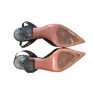 Amina Muaddi Gray Holli Glass Sling Heels