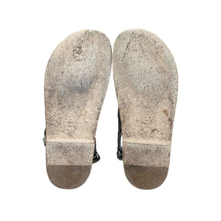 Chanel Quilted Metallic Silver Leather Dad Sandals