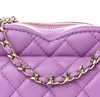Chanel CC In Love Heart Bag In Purple Quilted Lambskin With Light Gold Hardware