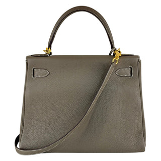 Hermès Kelly 28 Retourne In Etoupe Togo Leather With Gold Hardware