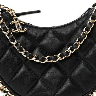 Chanel Lambskin Black Quilted Mini Chain Around Hobo Bag
