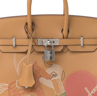 Hermès Birkin 25 In & Out In Biscuit Swift Leather With Palladium Hardware