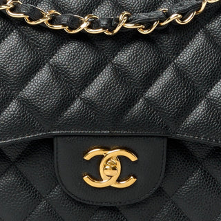 Chanel Black Caviar Jumbo Double Flap With Gold Hardware