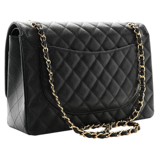 Chanel Black Caviar Quilted Maxi Double Flap Bag With Gold Hardware