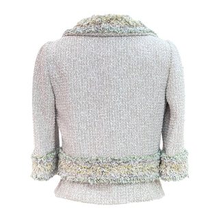 Chanel Pastel Fringe-Trimmed Tweed Jacket & Matching Strap Top Set