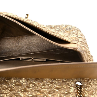 Chanel Gold Metallic Lame Small Double Flap Bag With Gold Hardware