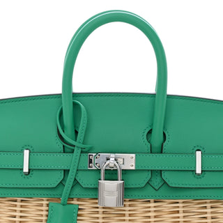 Hermès Birkin 25 Picnic Wicker & Swift Leather Bag In Menthe With Palladium Hardware
