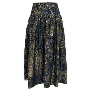 Christian Dior Navy & Gold Metallic Embroidered Midi Skirt