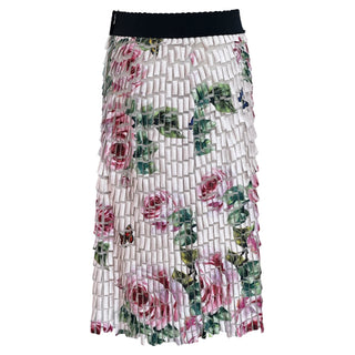 Dolce & Gabbana Roses Pattern Collage Effect Midi Skirt
