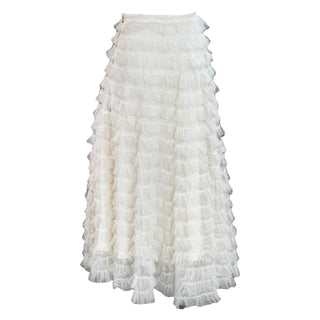 Christian Dior White Tiered Ruffle Maxi Skirt