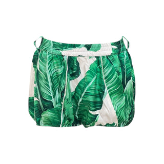 Dolce & Gabbana Banana Leaf Print Silk Belted Shirt and Shorts Set