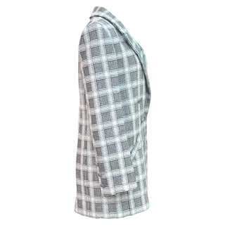 Chanel Black & white Boucle Tweed Check Double Breasted Blazer