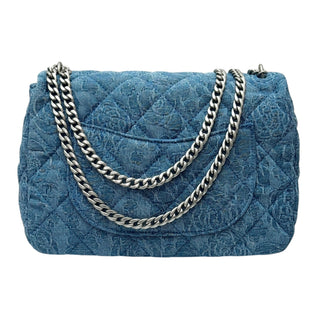 Chanel Blue Quilted Camellia Sweetheart Medium Flap Bag