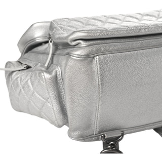 Chanel Silver Metallic Grained Calfskin Quilted Large Casual Rock Backpack