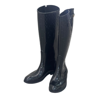 Louis Vuitton Black Monogram Embossed Rubber Rain Boots
