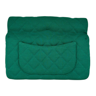 Chanel Green Métiers d’Art Quilted Wool Jersey Roll Clutch Flap Bag
