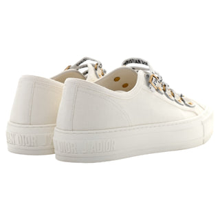 Christian Dior White Canvas Walk’n’Dior Low-Top Sneakers With Logo Laces