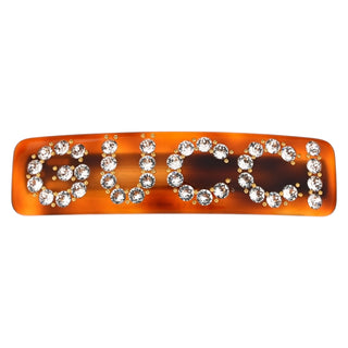 Gucci Tortoiseshell Resin Crystal Single Hair Barrette